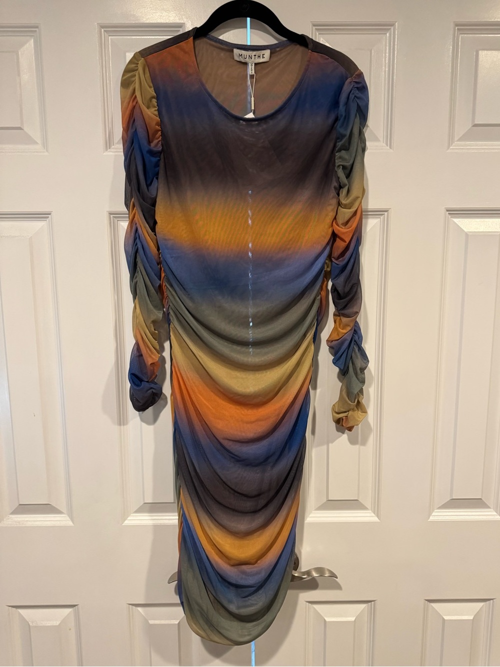 Munthe Madagascar Ruched Long-Sleeve Midi Dress NWT
